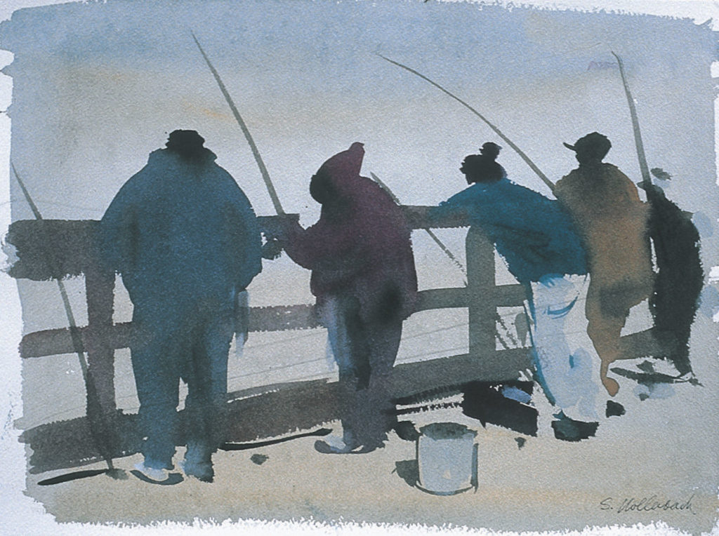 21. Fishermen, Myrtle Beach, S.C. by Serge Hollenbach | 25 watermedia paintings by 25 top artists