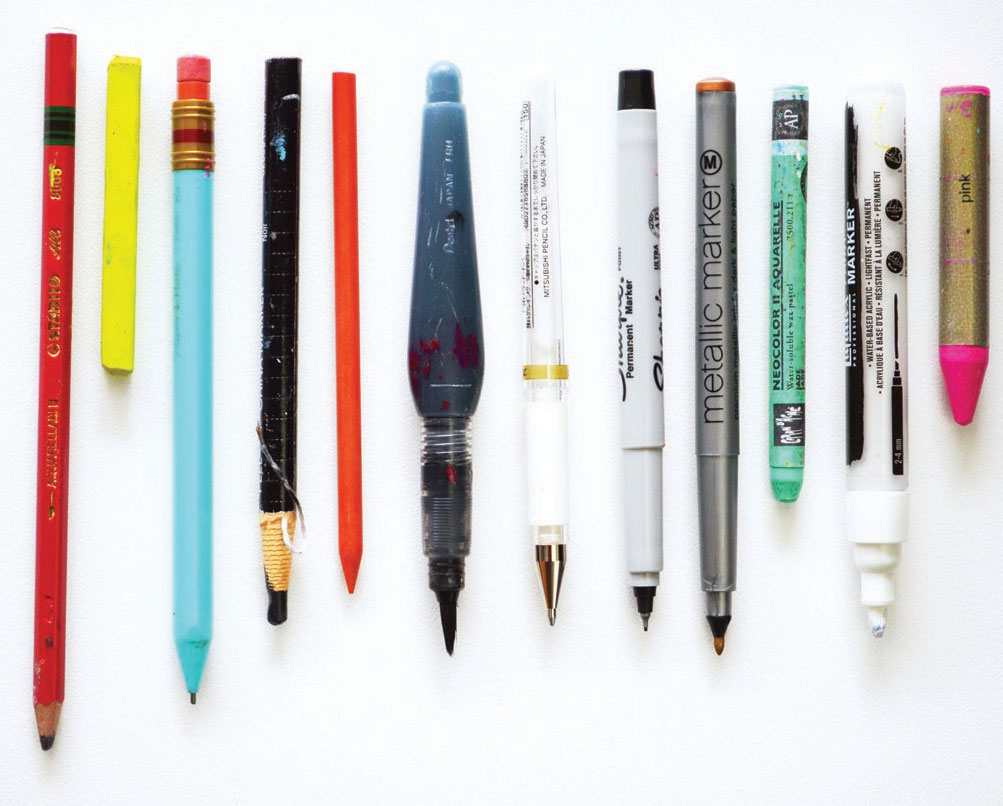 Common tools for mixed media--writing implements
